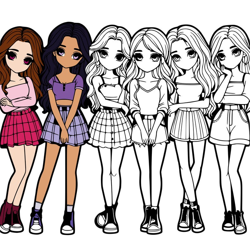a group of girls realistic