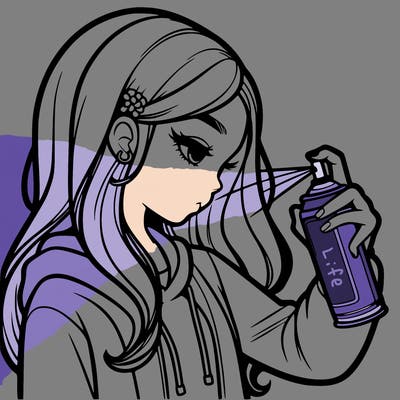 a realistic girl spray painting