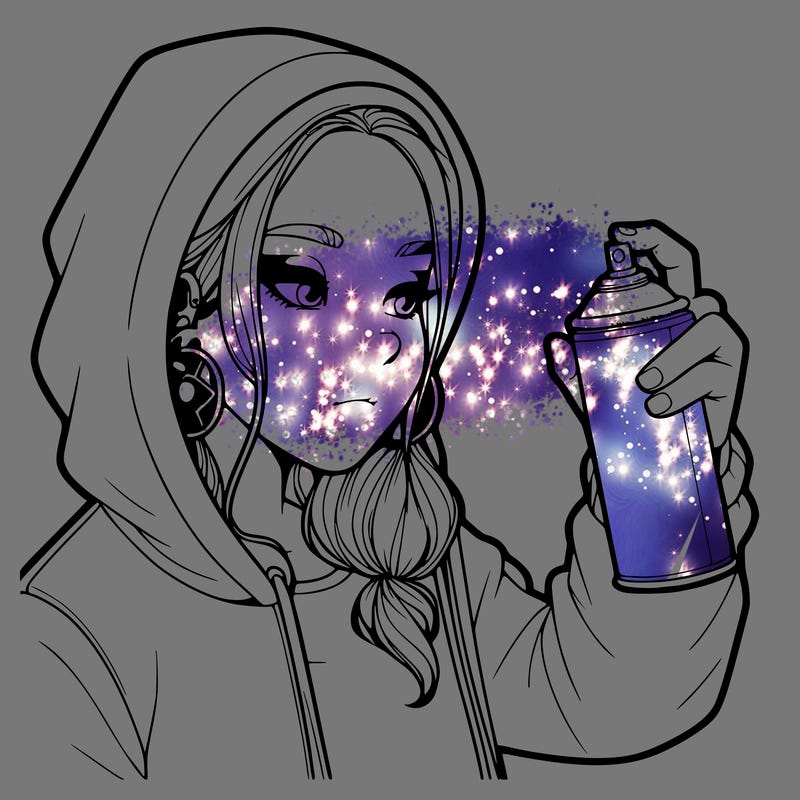 a realistic girl, spray painting