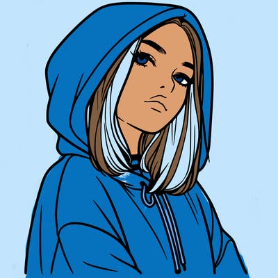 a realistic girl in a hoodie