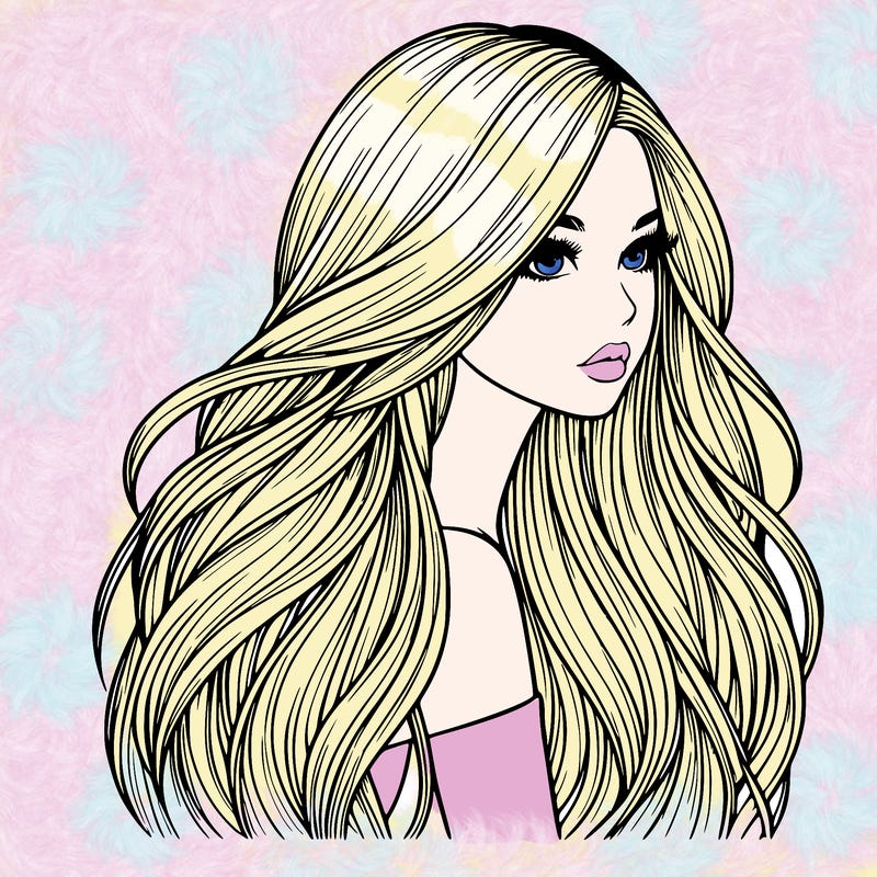 realistic girl with long realistic hair