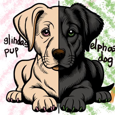 realistic dog split picture