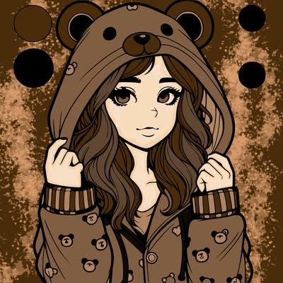 realistic girl in a animal pjs hoodie