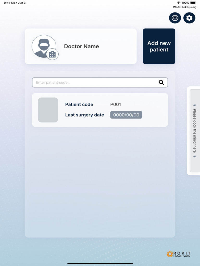 AiD Regen - AiD Regen app dashboard showing patient management and medical search interface