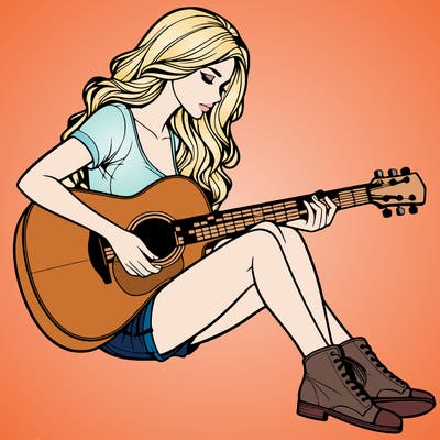realistic woman play guitar