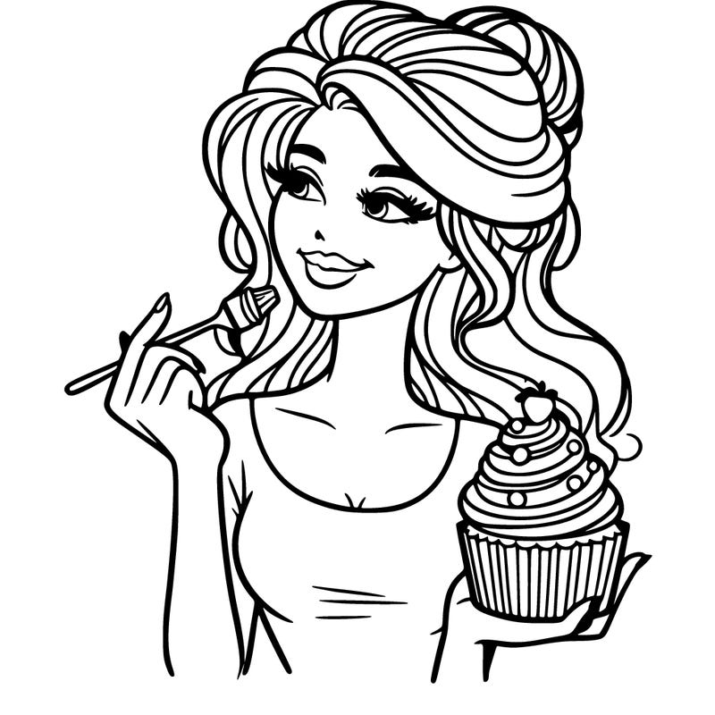 pretty woman with a cupcake