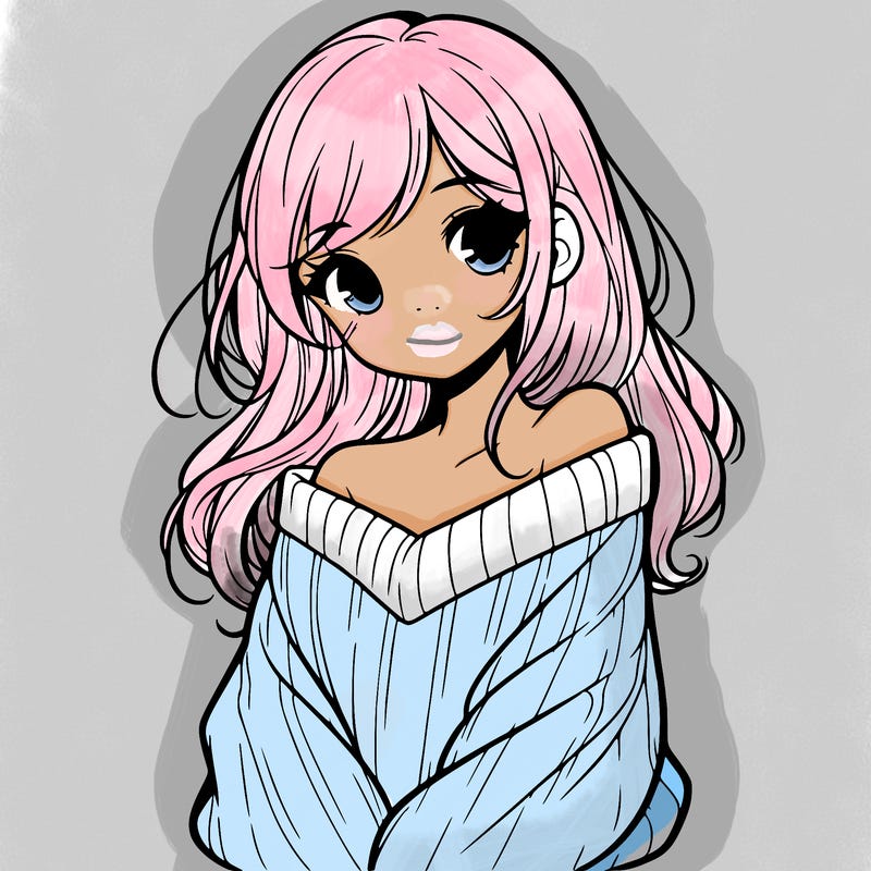 shy pretty girl wearing a sweater that is falling off one shoulder portrait