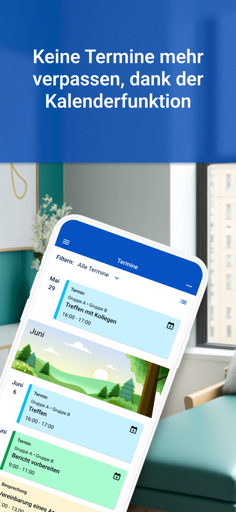 A smartphone showing the calendar interface of the Stay Informed app with a list of scheduled school appointments