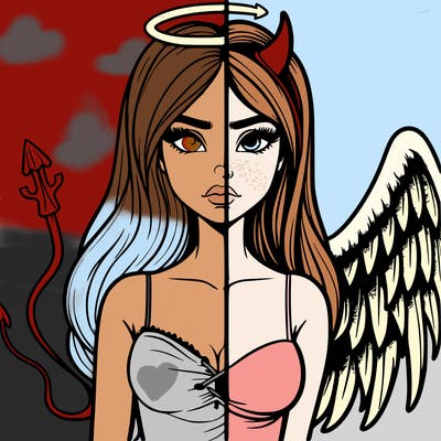 devil vs angel realistic girl
