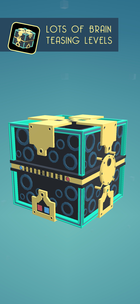 A mechanical 3D puzzle box with gold gears and intricate mechanisms in Tiny Machinery Lost Reality