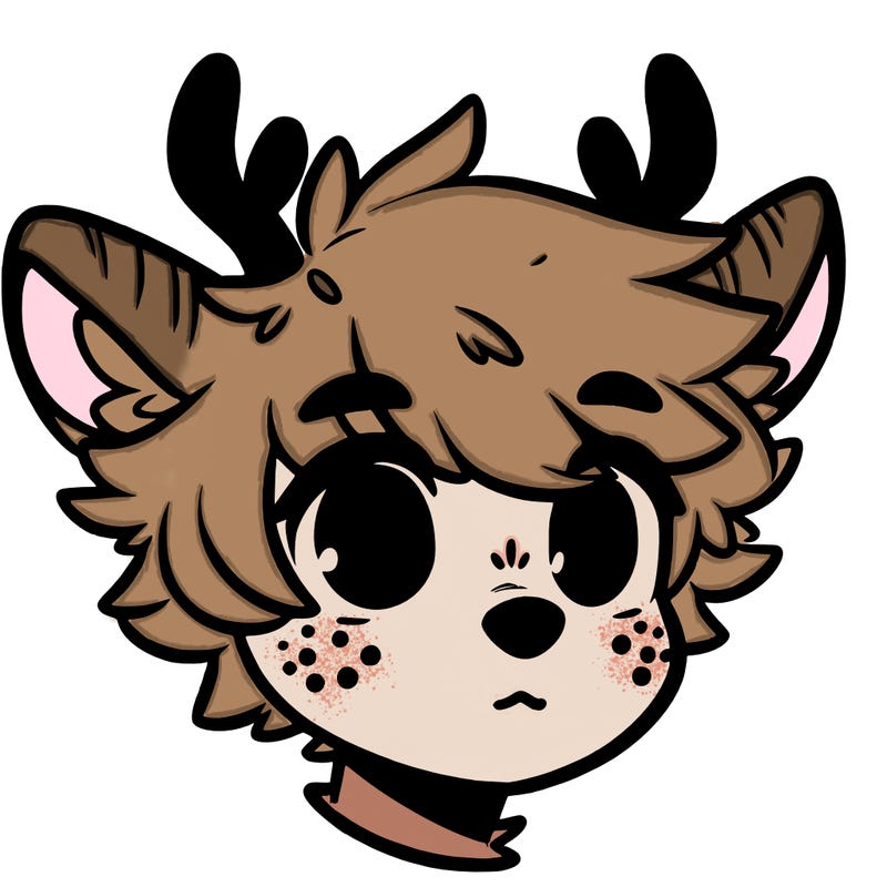a humanoid deer with soft fluffy ears