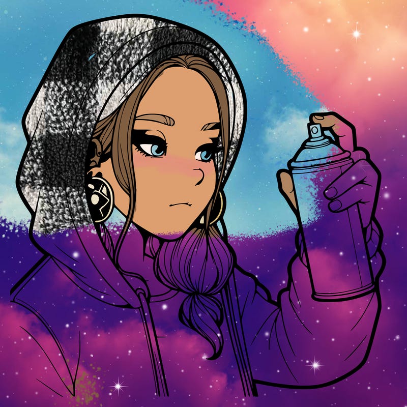 a realistic girl, spray painting