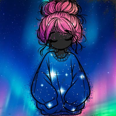 girl with baggy sweatshirt and messy bun