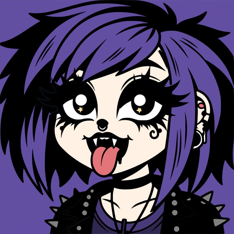 goth with tongue out