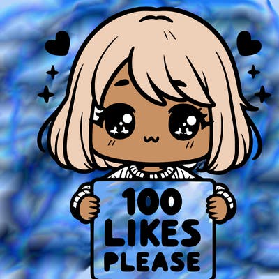 cute girl holding a sign saying 100 likes please