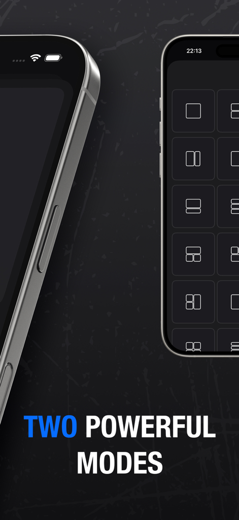 Stitch : Collage Maker - Smartphone displaying several grid layout options within the Stitch collage maker app interface