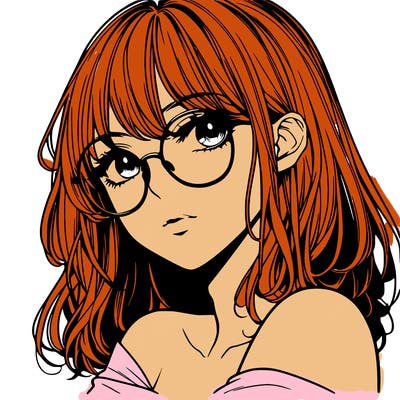 manga woman character with glasses and nice lips