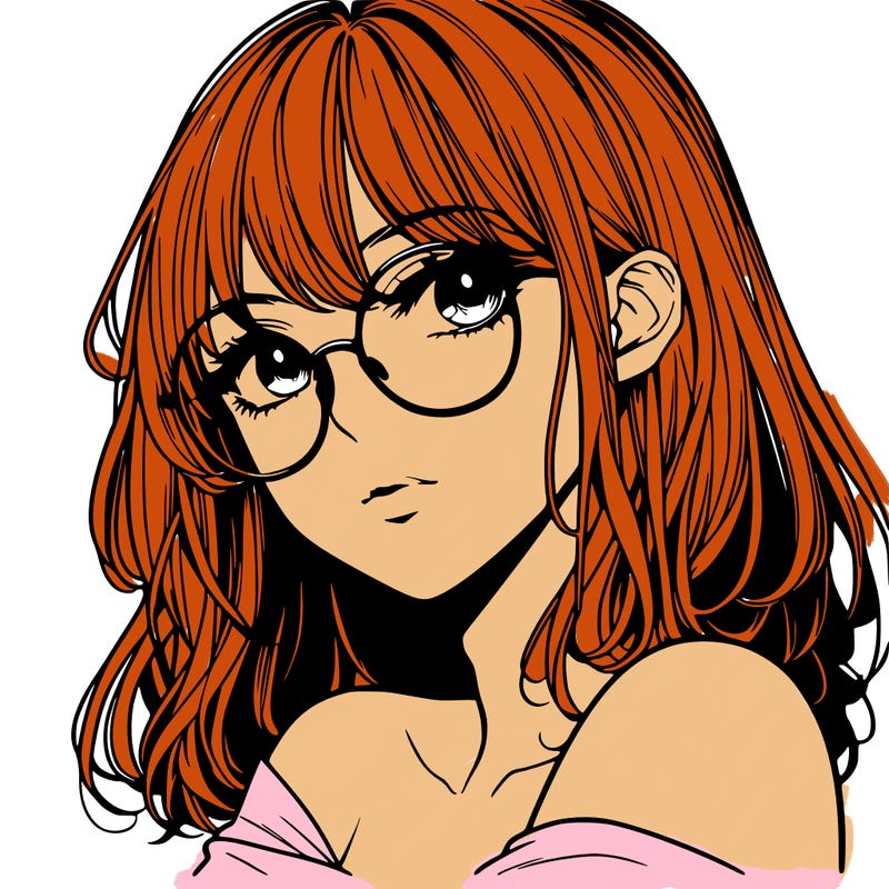 manga woman character with glasses and nice lips