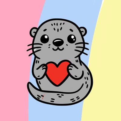 otter with a heart