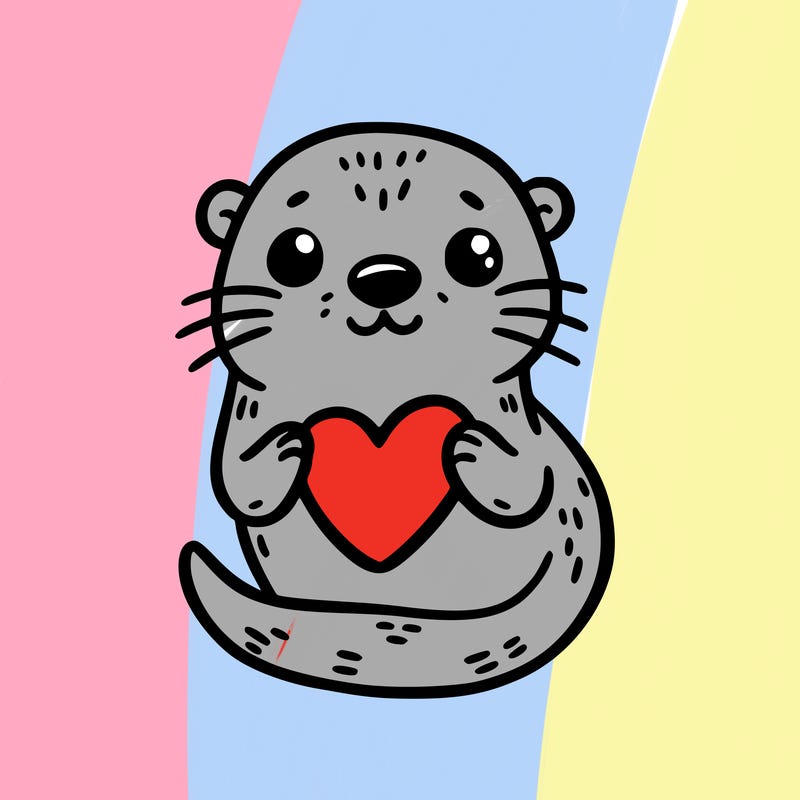 otter with a heart