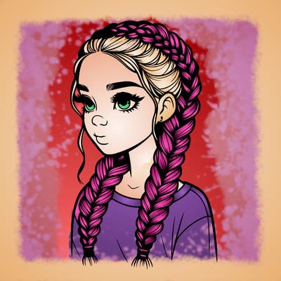 realistic girl with braids