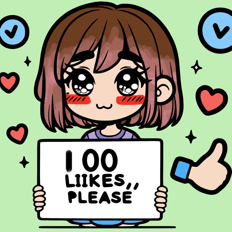 a girl with a sign saying 100 likes, please