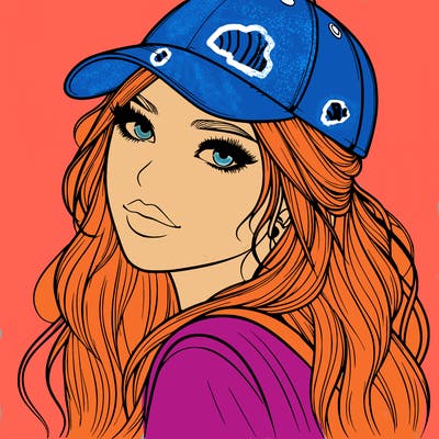 realistic beautiful girl with backward cap