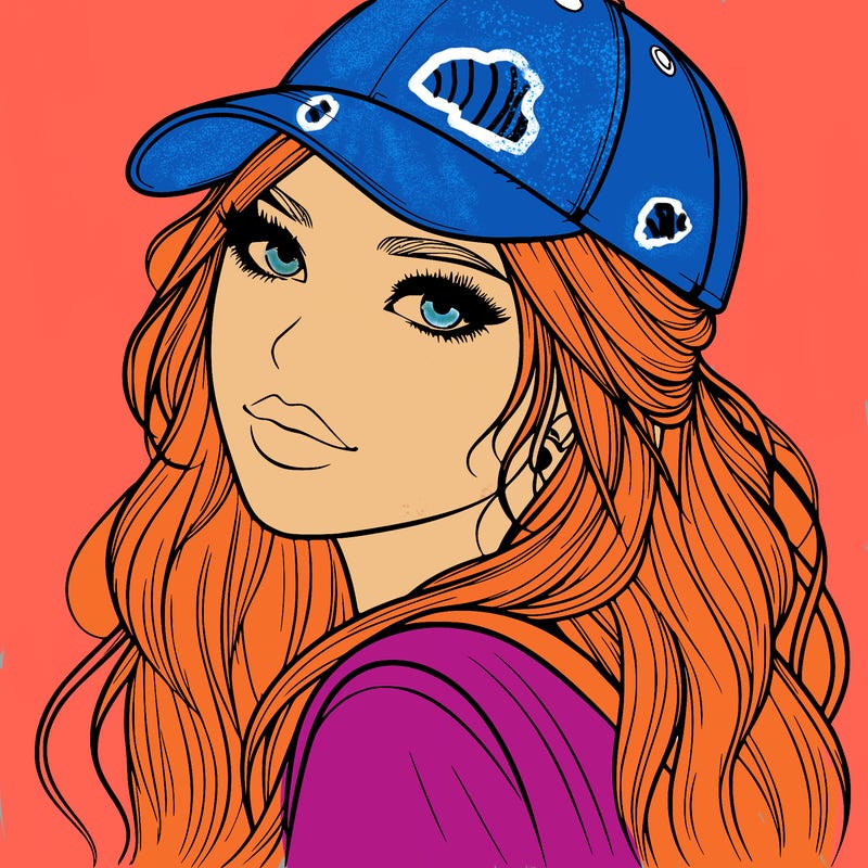 realistic beautiful girl with backward cap