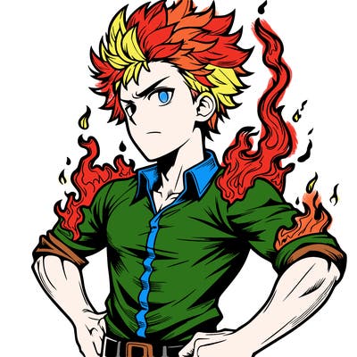realistic manga man of fire