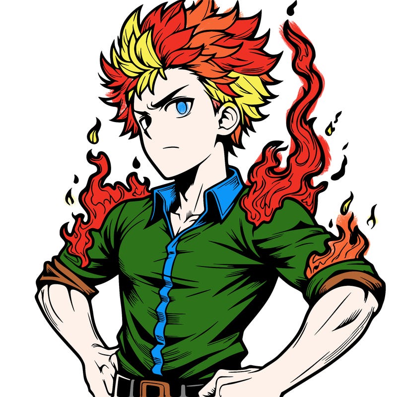 realistic manga man of fire