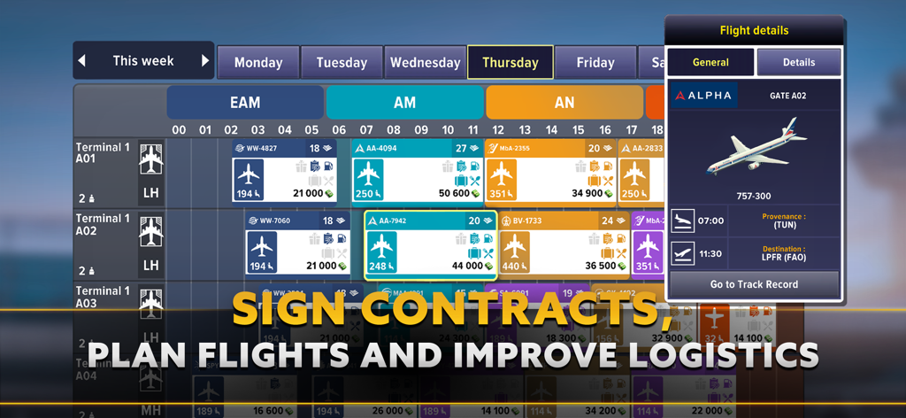 Managing flight schedules and logistics in Airport Simulator Plane City