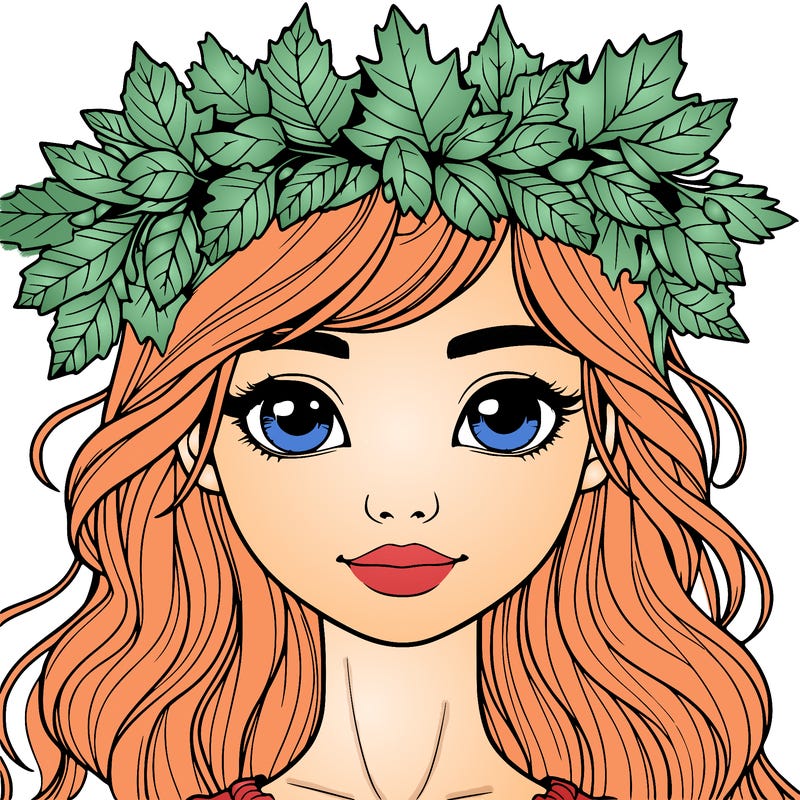 realistic girl with fall leaf crown