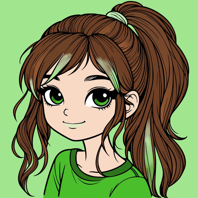 realistic girl with ponytail