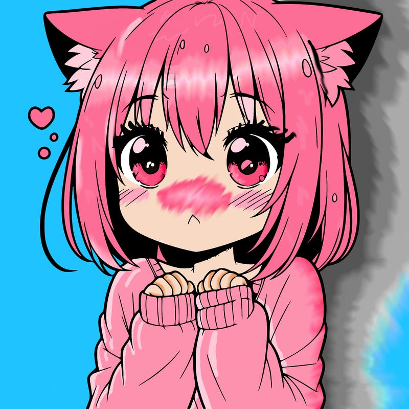 shy anime catgirl