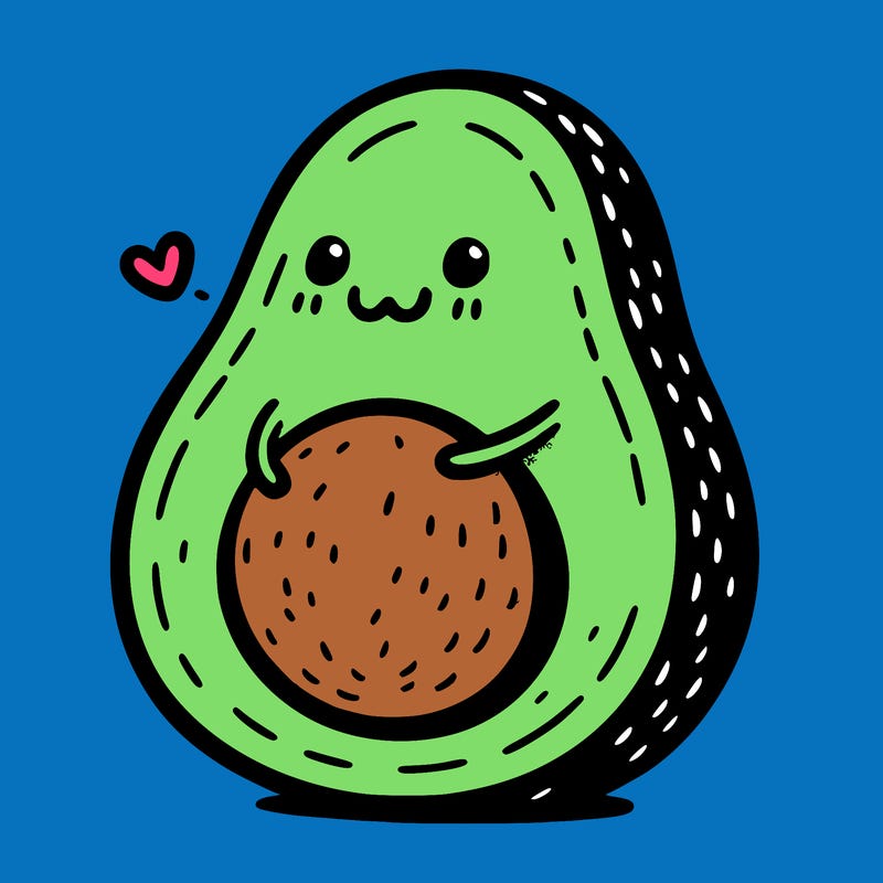 an avocado hugging an avocado