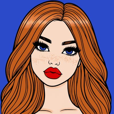 realistic girl with big lips and long hair