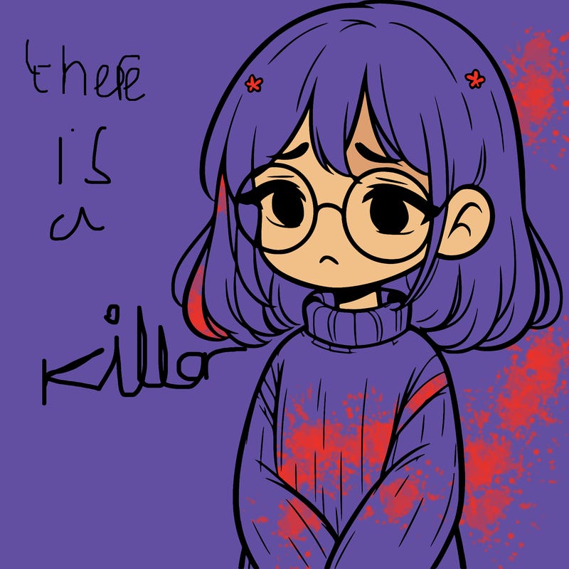 sad girl with glasses in a sweater