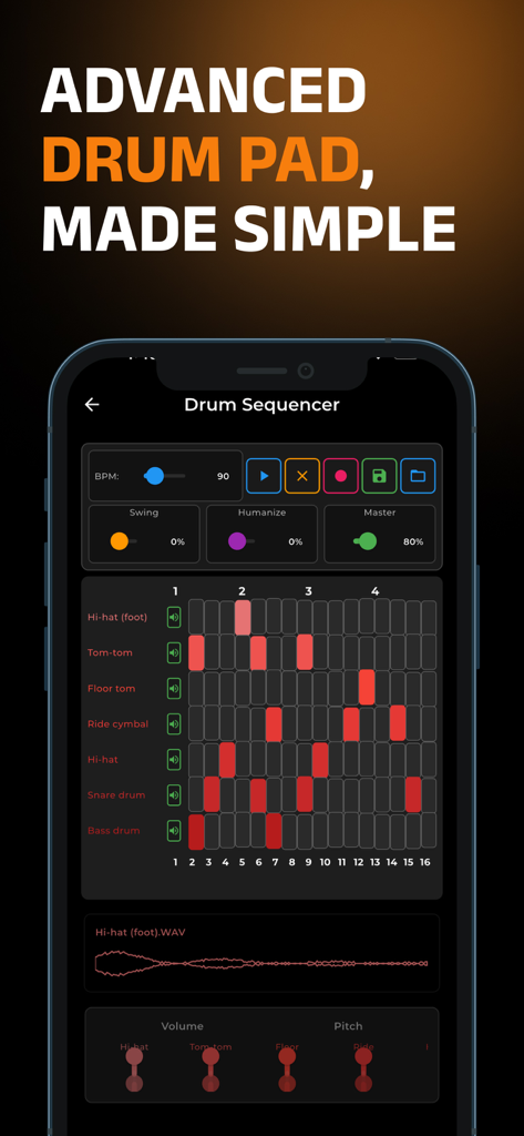 Advanced drum pad and sequencer interface within the KissKh app for creative relaxation