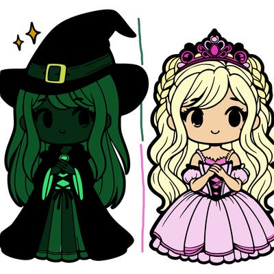 witch and princess split