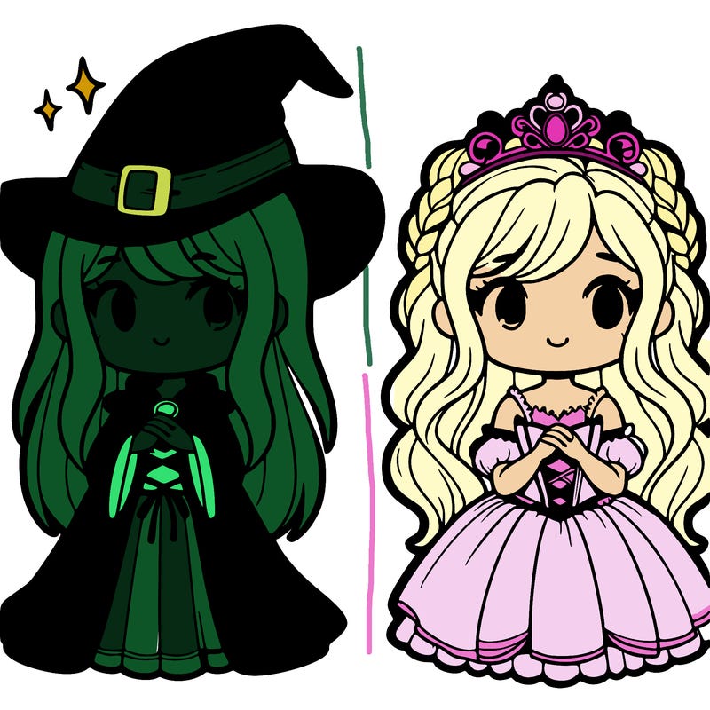 witch and princess split