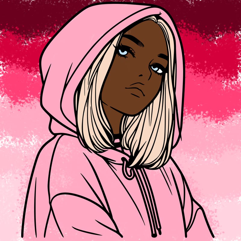 a realistic girl in a hoodie