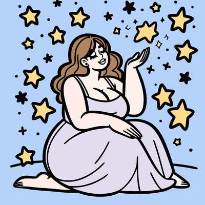 plus size woman looking at stars