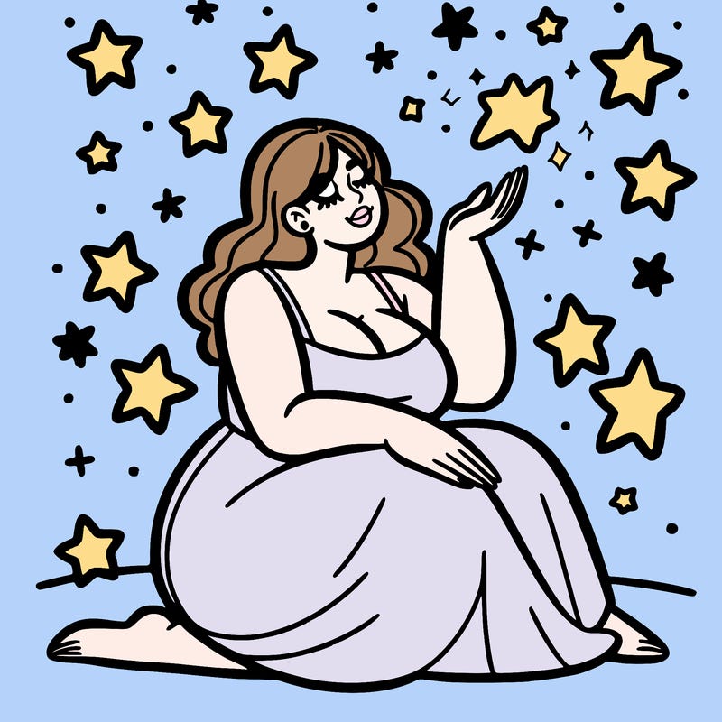 plus size woman looking at stars