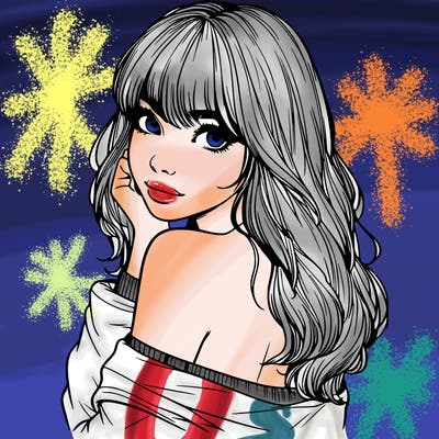 realistic girl with bangs looking over her shoulder