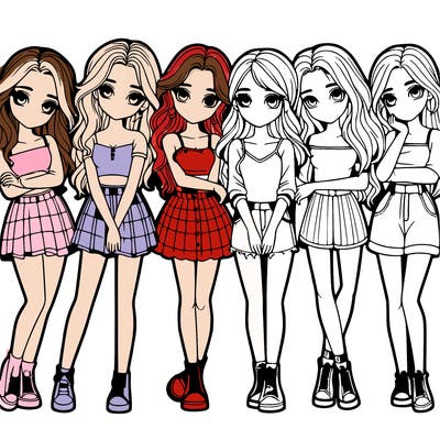 a group of girls realistic