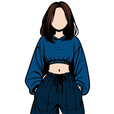 realistic girl faceless with baggy pants and a crop top