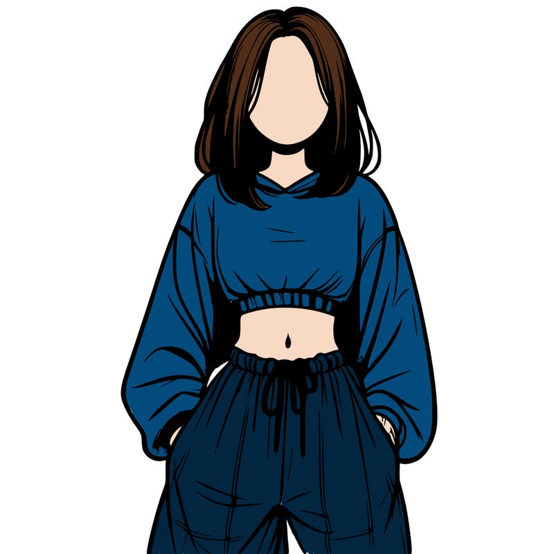 realistic girl faceless with baggy pants and a crop top