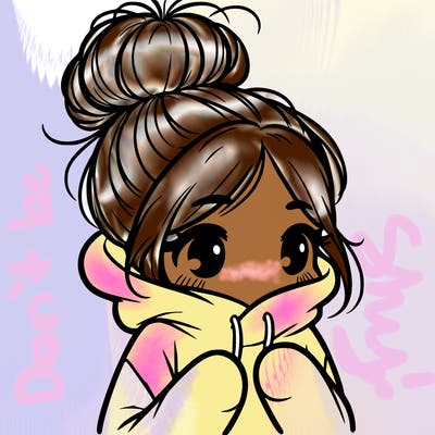 shy girl in big hoodie with messy bun