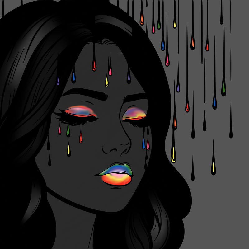 rain going over realistic woman’s face