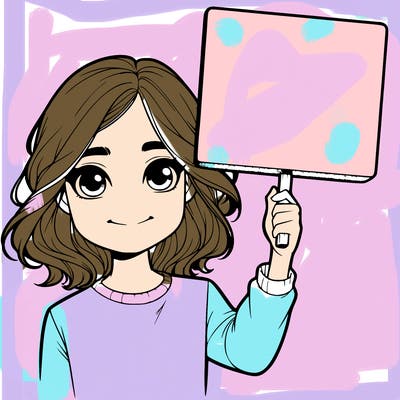 realistic girl holding up a sign